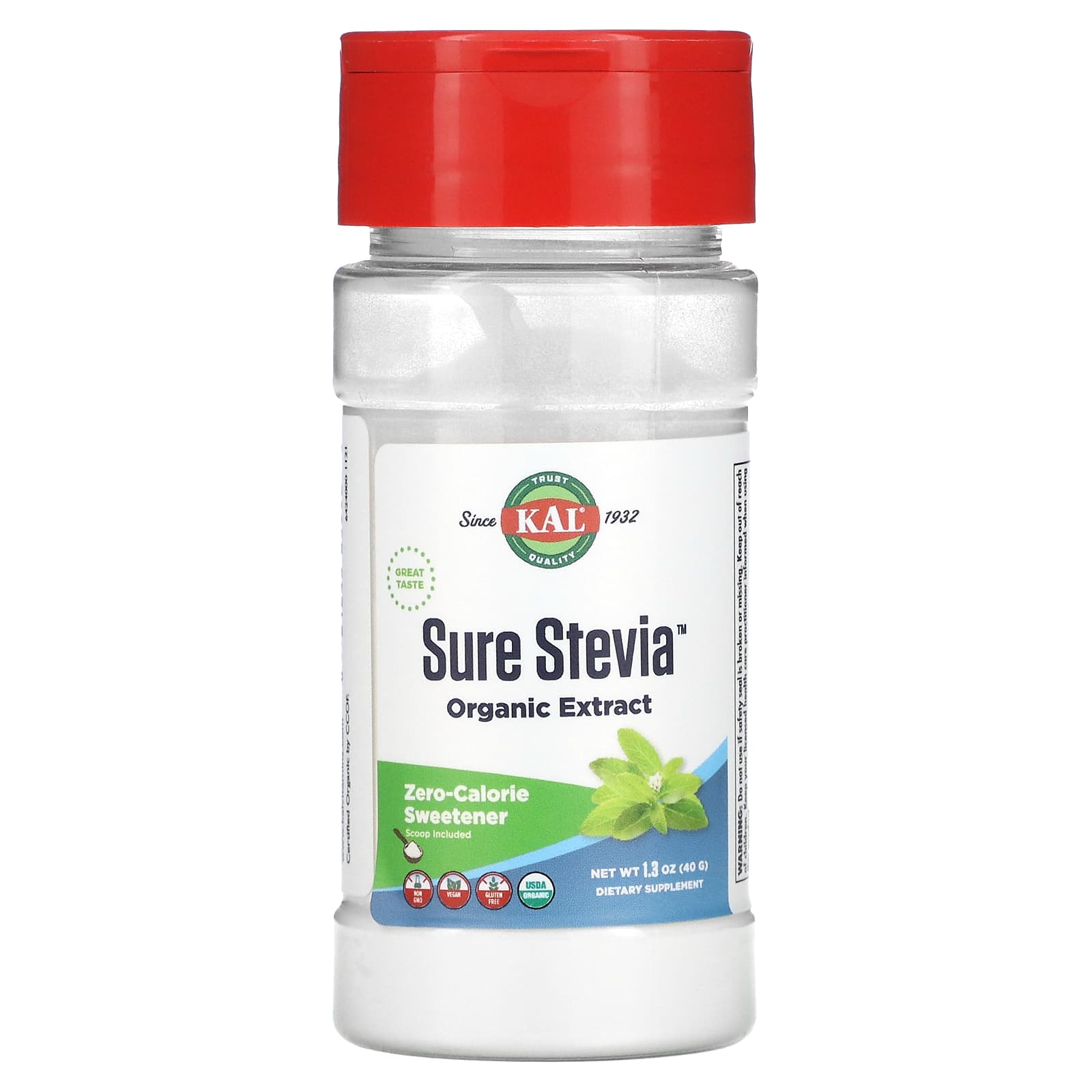 Kal, Sure Stevia Organic Extract, 1.3 Oz UPC 021245859925 | HiLife Vitamins