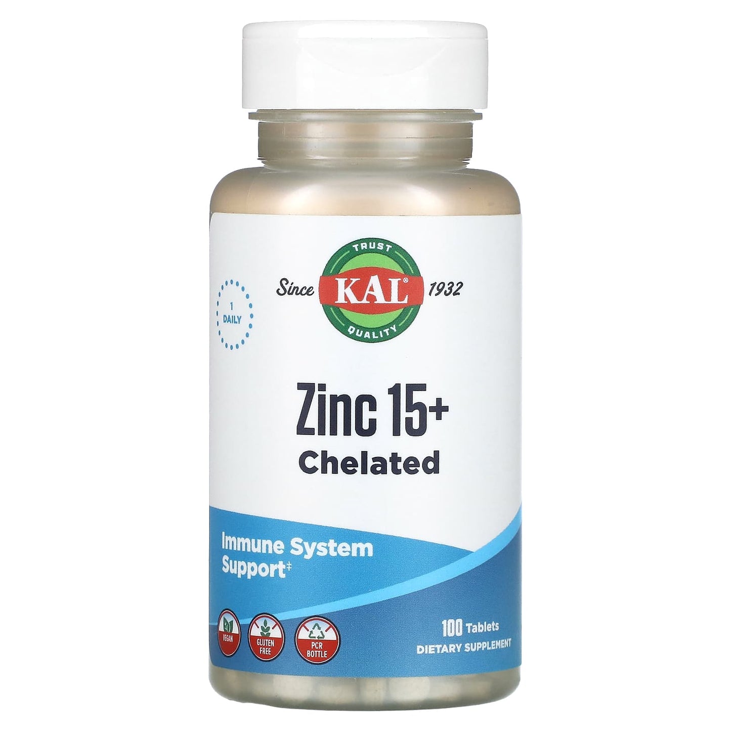 Kal, Zinc 15+ Chelated 15mg, 100 Tablets UPC 021245961239 | HiLife Vitamins