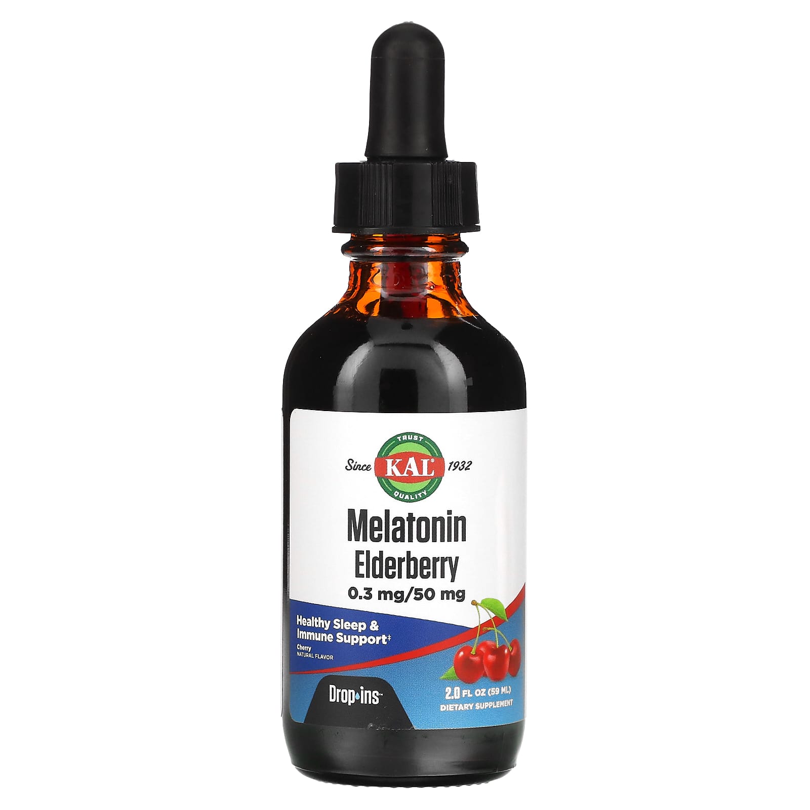 Kal, Melatonin Elderberry DropIns, 2 Oz Drops UPC 021245964360 | HiLife Vitamins