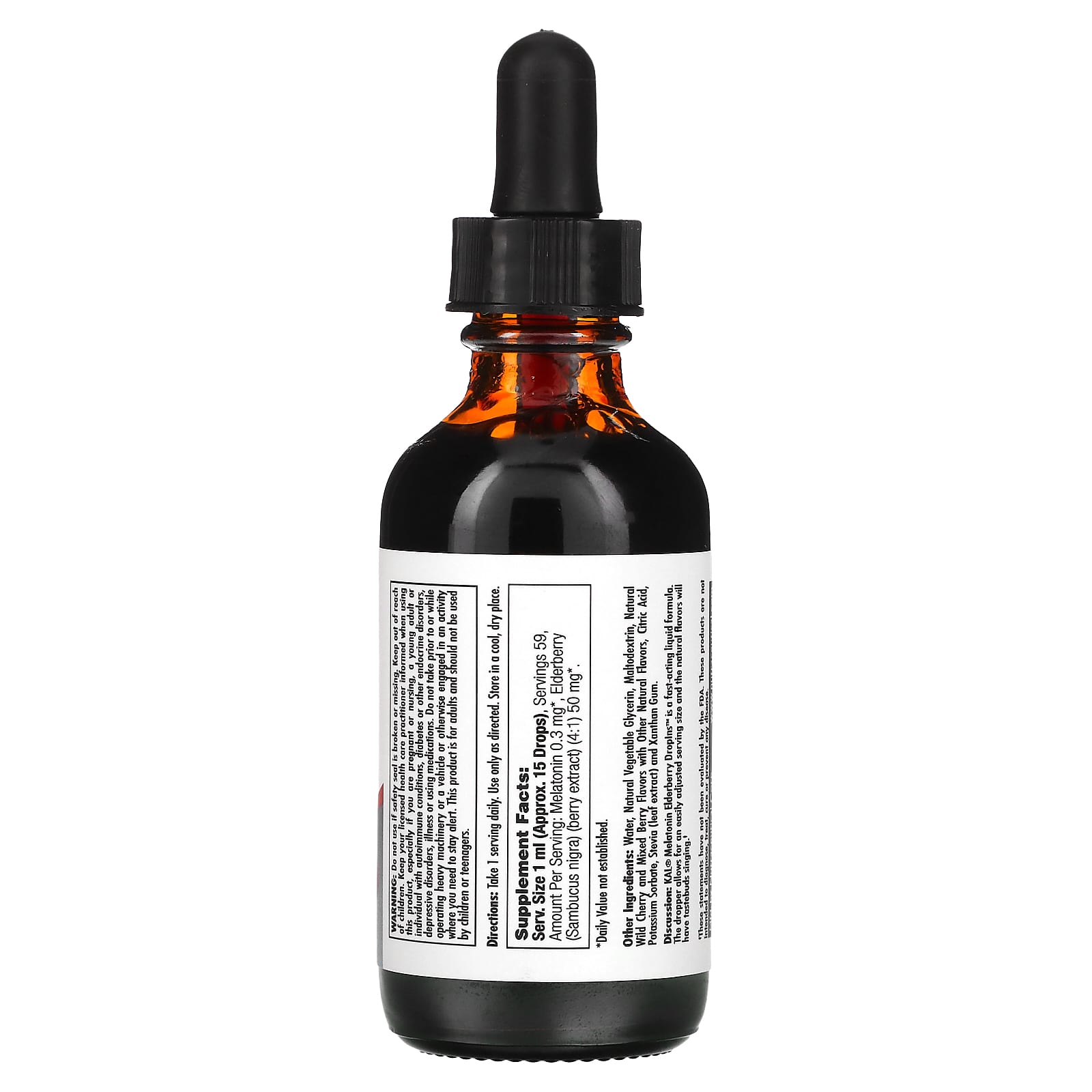 Kal, Melatonin Elderberry DropIns, 2 Oz Drops UPC 021245964360 | HiLife Vitamins