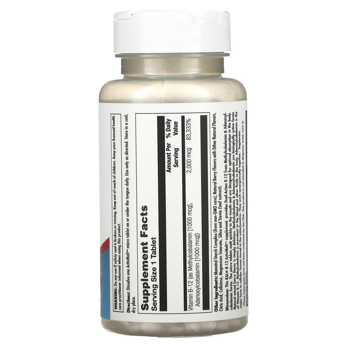 Kal, B-12 Methylcobalamin Adenosyl Activmelt, 60 Lozenges UPC 021245981961 | HiLife Vitamins