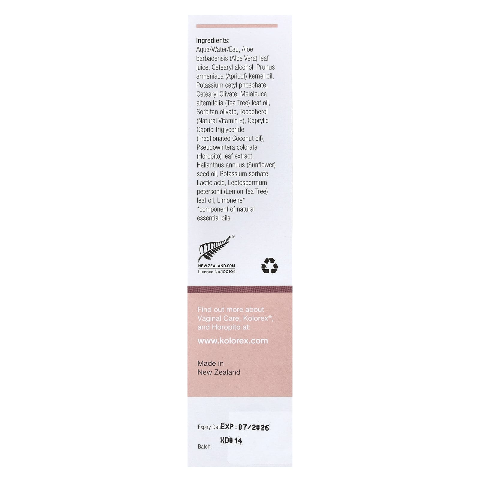 Kolorex, Vaginal Care Cream, 1.76 oz (50 g) UPC 649191000125 | Hilife Vitamins