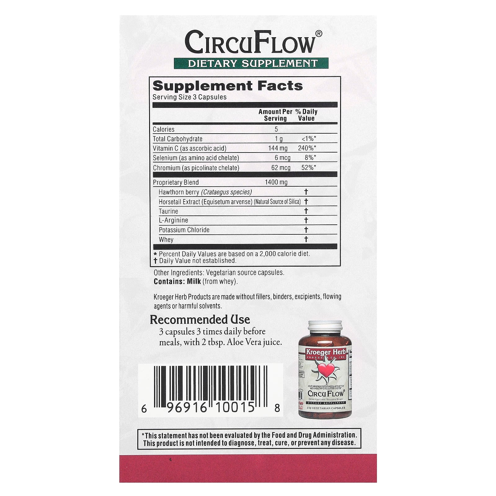 Kroeger Herb Comp Concentrates, Circu Flow, 270 Capsules UPC 696916100158 | Hilife Vitamins