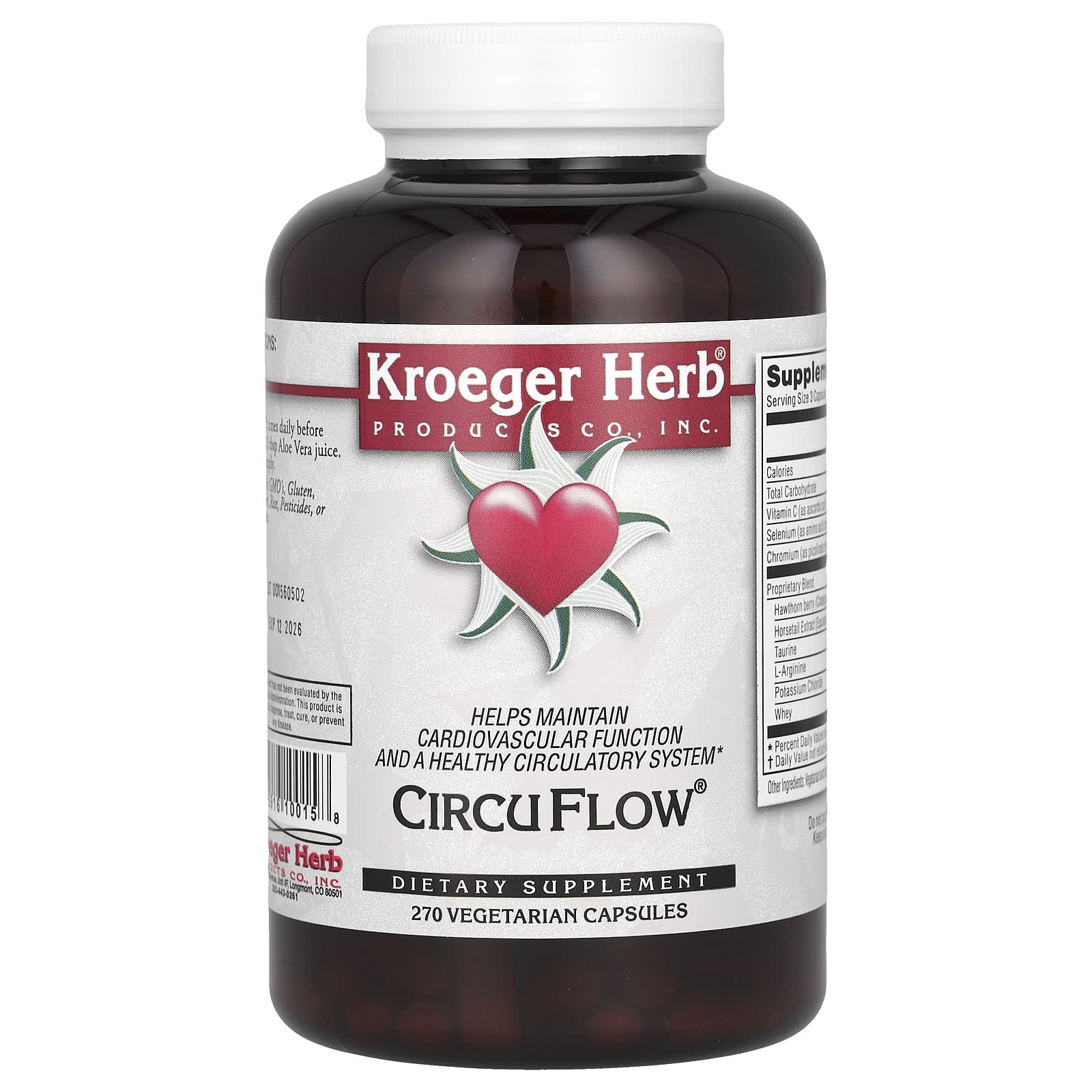 Kroeger Herb Comp Concentrates, Circu Flow, 270 Capsules UPC 696916100158 | Hilife Vitamins