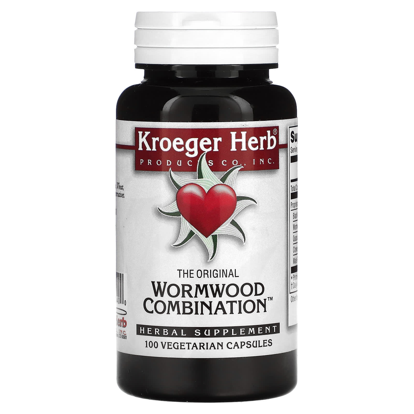 Kroeger Herb Comp Concentrates, Wormwood Combination, 100 Capsules UPC 696916100400 | Hilife Vitamins