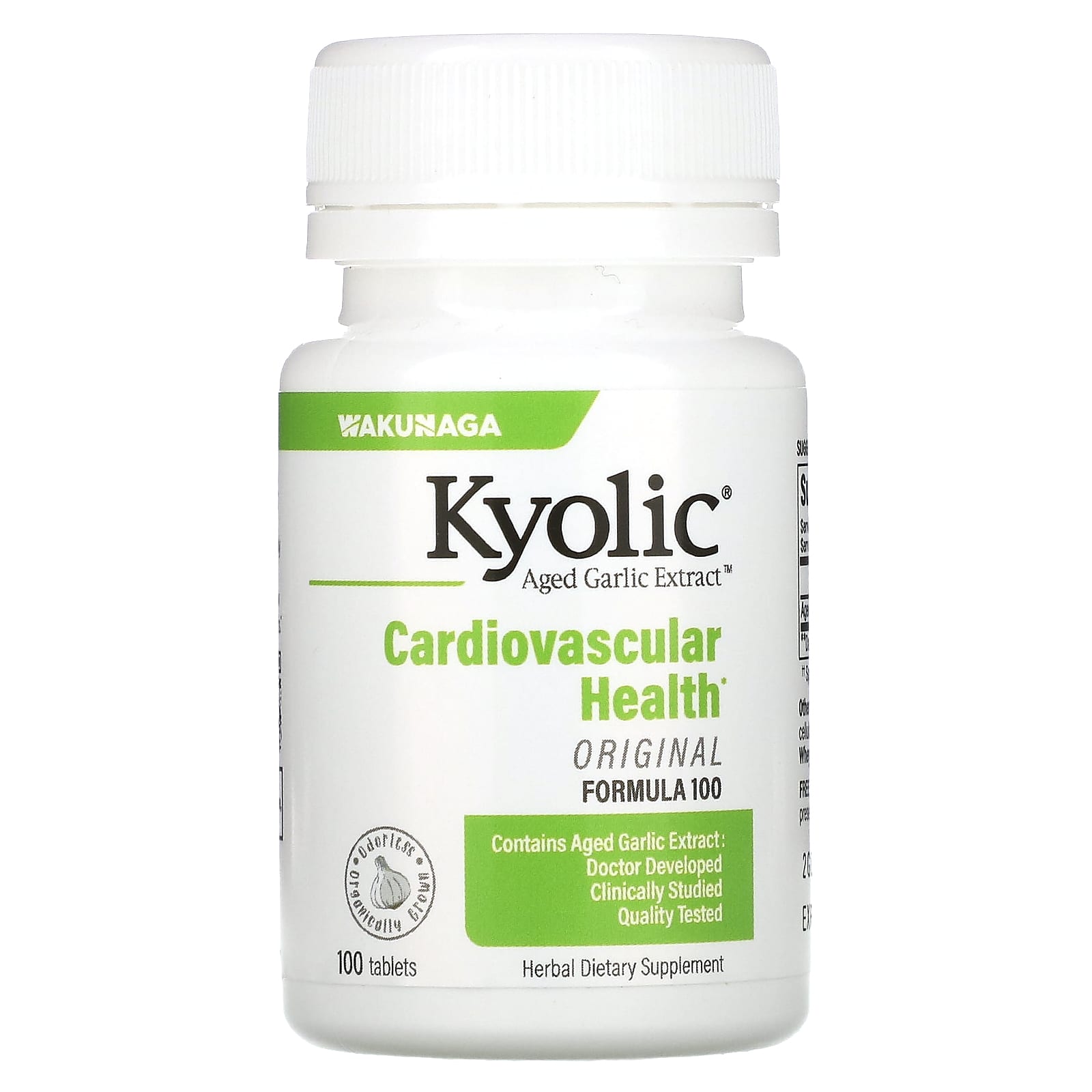 Kyolic, Aged Garlic Extract™, Cardiovascular Health, Original, Formula 100, 100 Tablets UPC 023542100311 | Hilife Vitamins