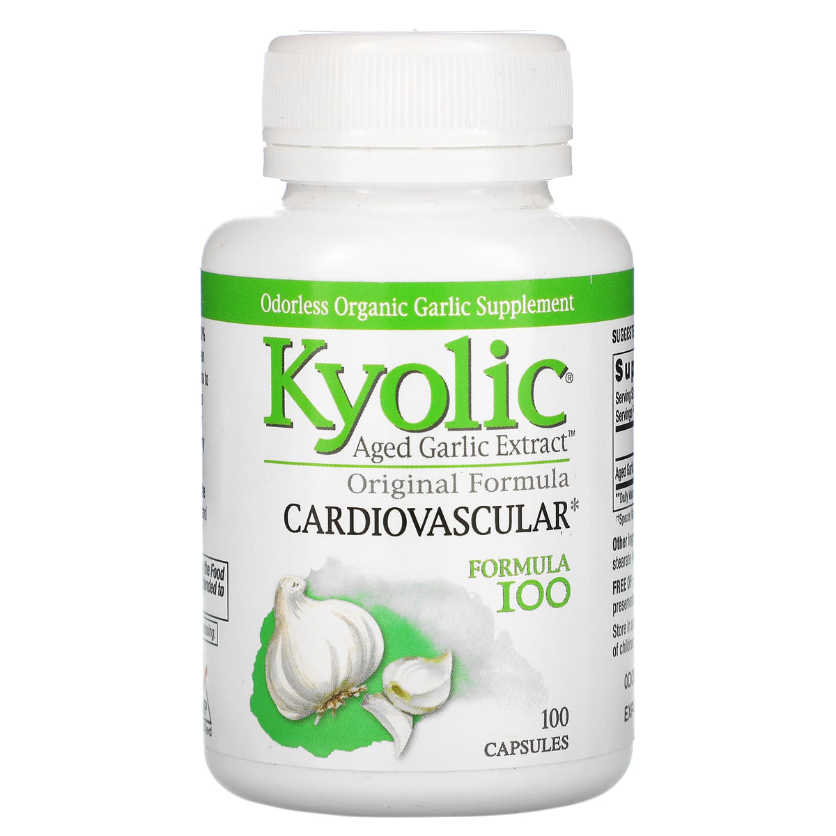Kyolic, Aged Garlic Extract, Cardiovascular, Original Formula 100, 100 Capsules UPC 023542100410 | Hilife Vitamins