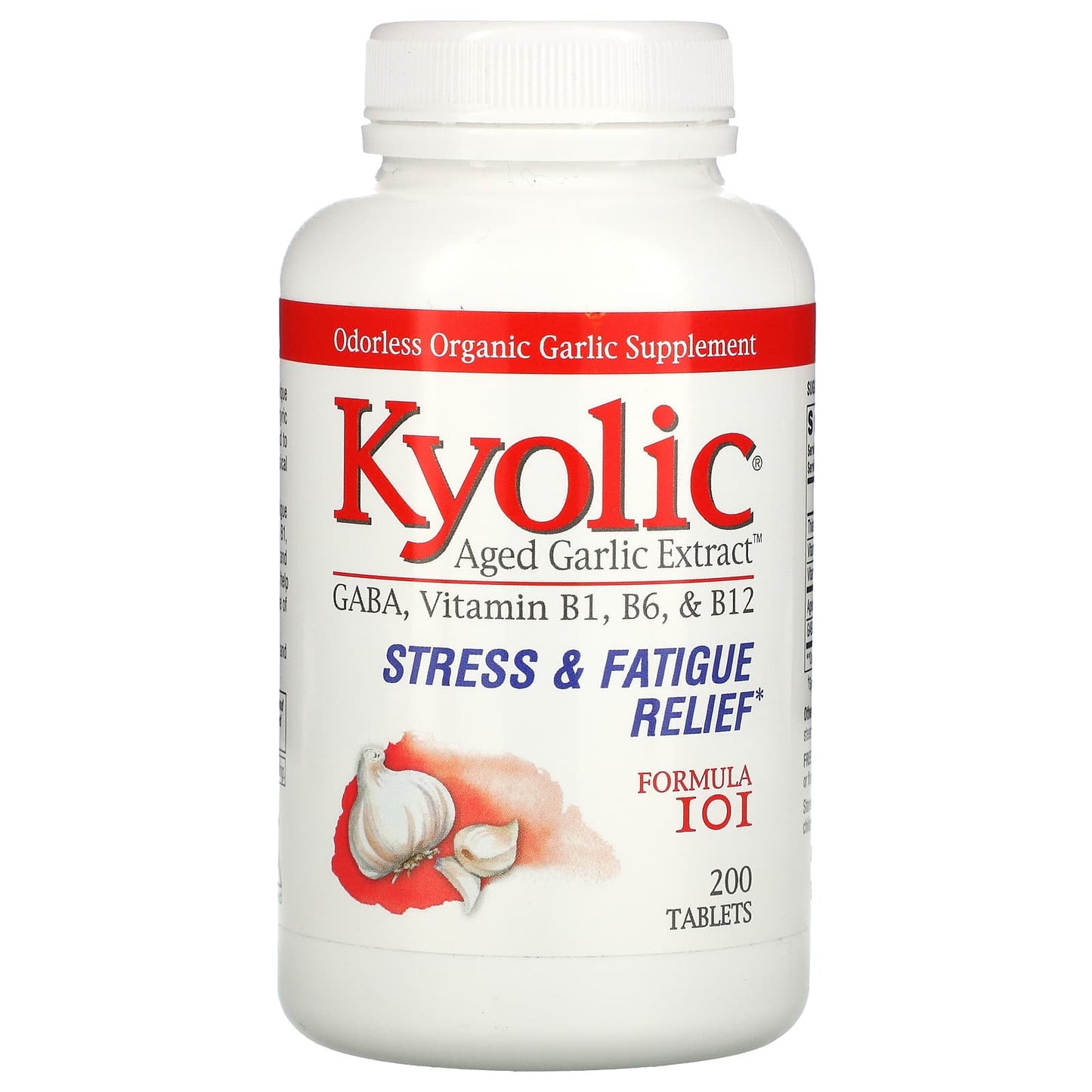 Kyolic, Aged Garlic Extract With Gaba B1 B6 B12 Formula 101, 200 Tablets UPC 023542101325 | Hilife Vitamins