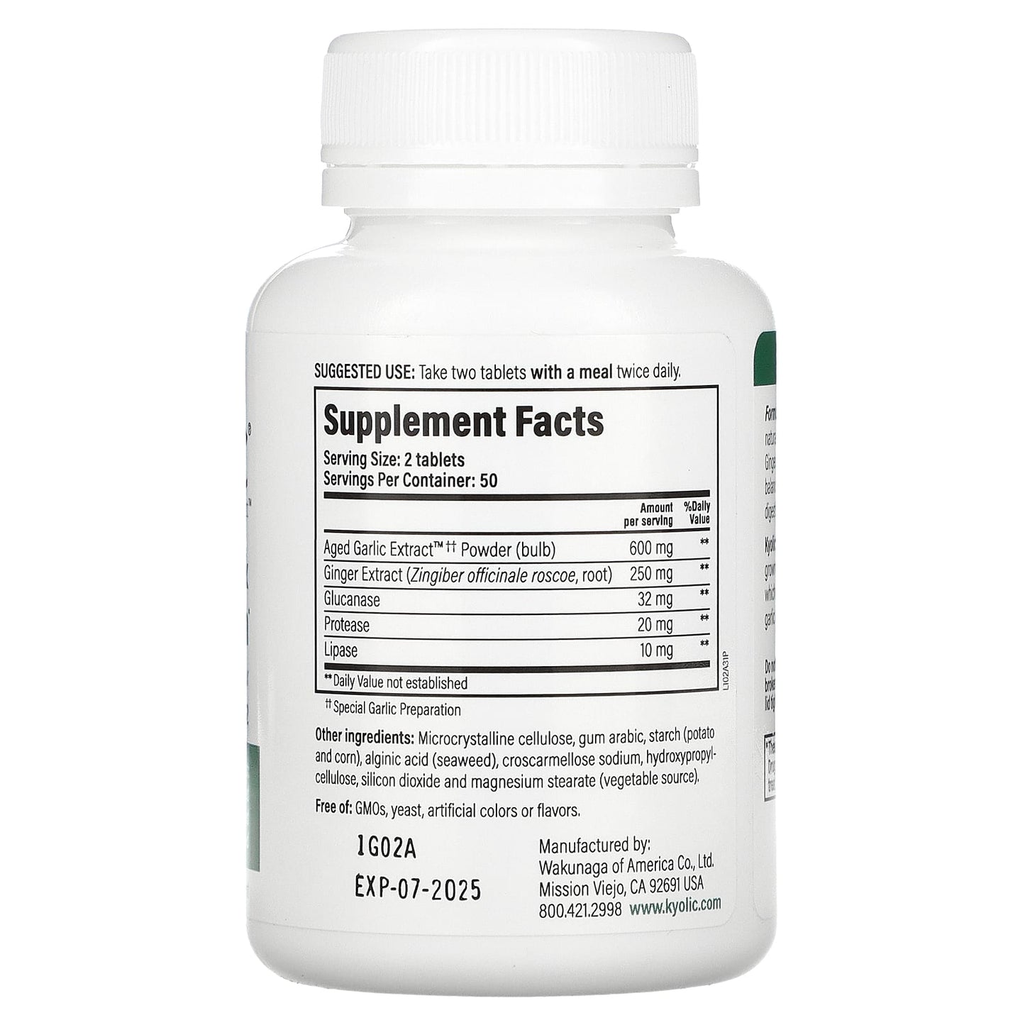 Kyolic, Aged Garlic Extract, Candida Cleanse & Digestion, Formula 102, 100 Vegetarian Tablets UPC 023542102315