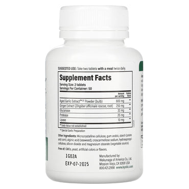 Kyolic, Aged Garlic Extract, Candida Cleanse & Digestion, Formula 102, 100 Vegetarian Tablets UPC 023542102315