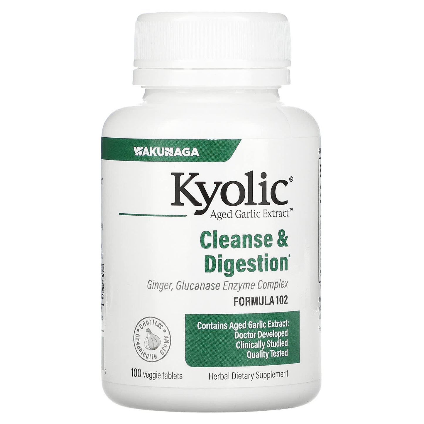 Kyolic, Aged Garlic Extract, Candida Cleanse & Digestion, Formula 102, 100 Vegetarian Tablets UPC 023542102315