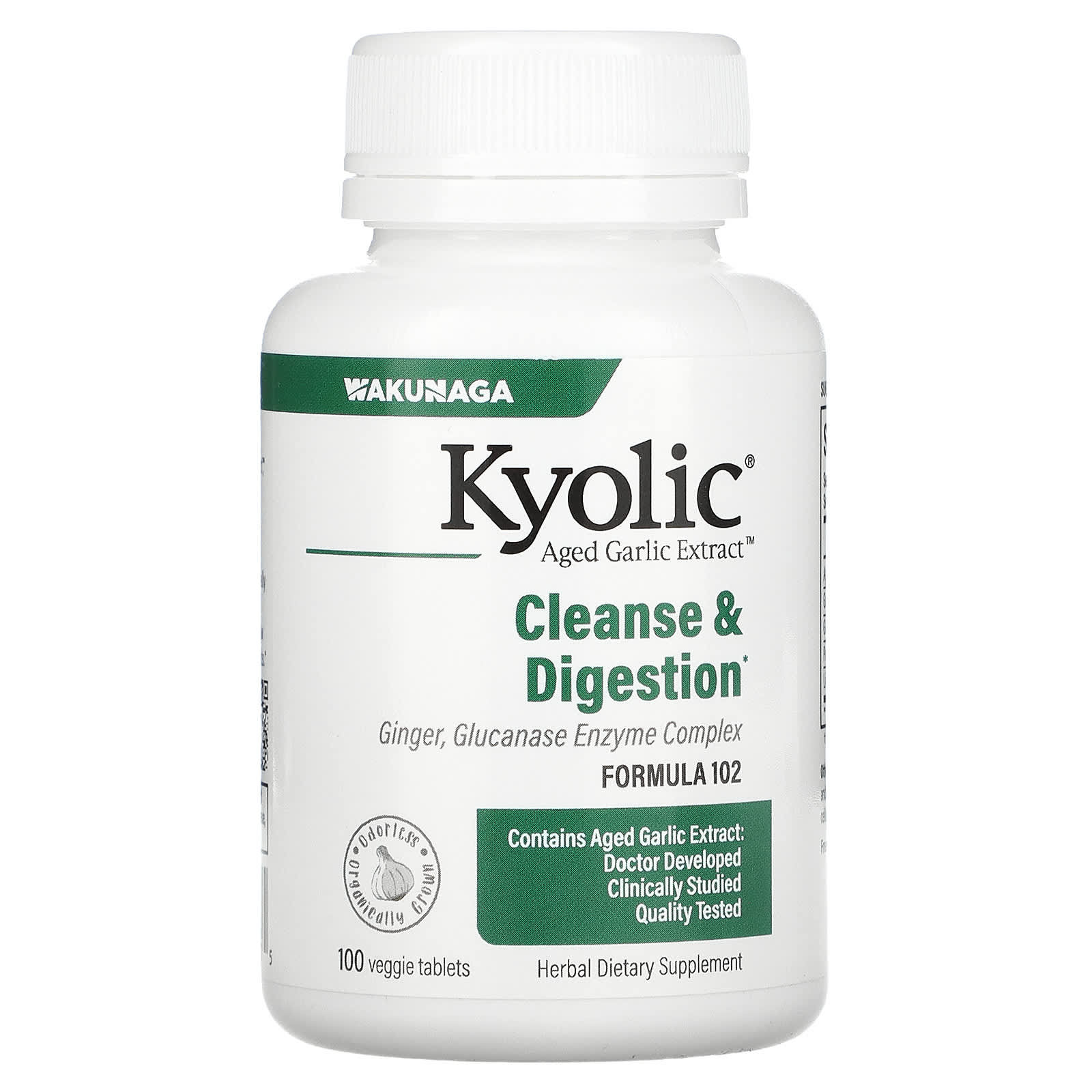 Kyolic, Aged Garlic Extract, Candida Cleanse & Digestion, Formula 102, 100 Vegetarian Tablets UPC 023542102315