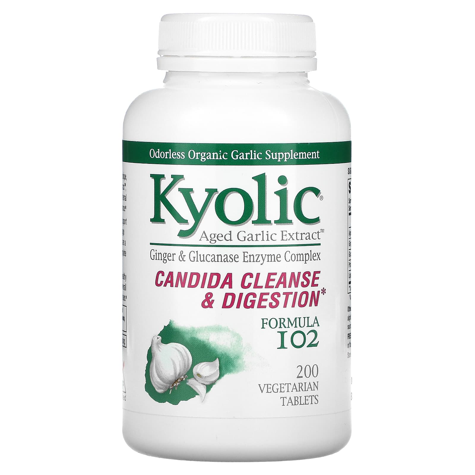 Kyolic, Candida Cleanse & Digestion, Formula 102, 200 Vegetarian Tablets UPC 023542102322 | Hilife Vitamins