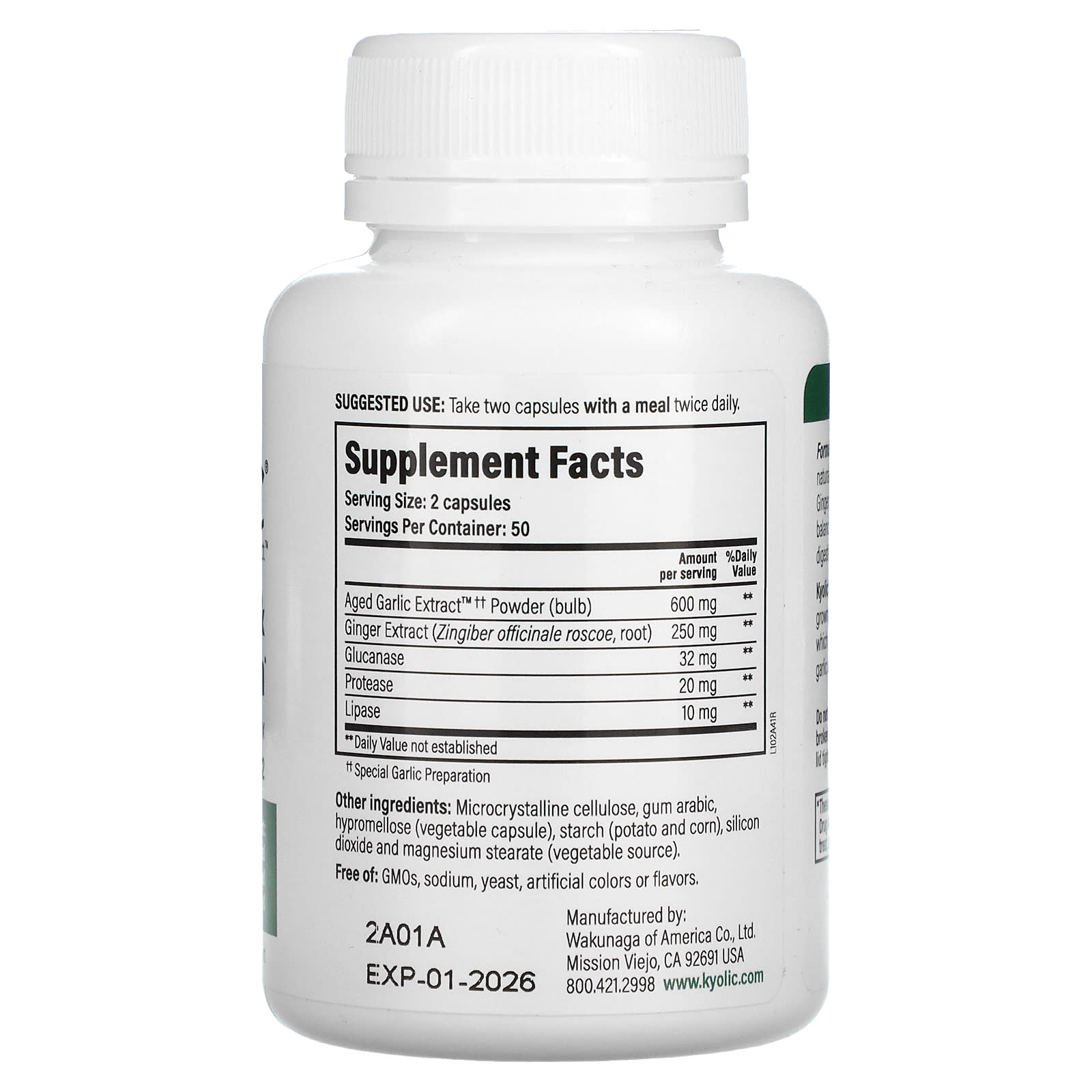 Kyolic, Aged Garlic Extract, Cleanse & Digestion Formula 102, 100 Veggie Capsules UPC 023542102414 | Hilife Vitamins
