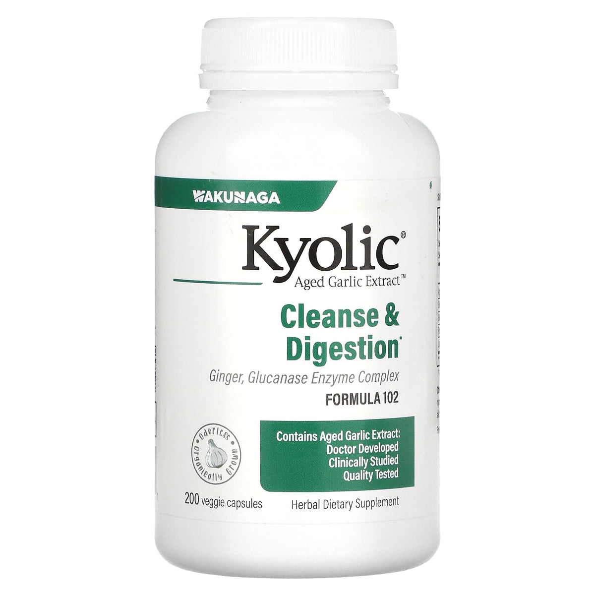 Kyolic, Aged Garlic Extract, Cleanse & Digestion, Formula 102, 200 Vegetarian Capsules UPC 023542102421 | Hilife Vitamins