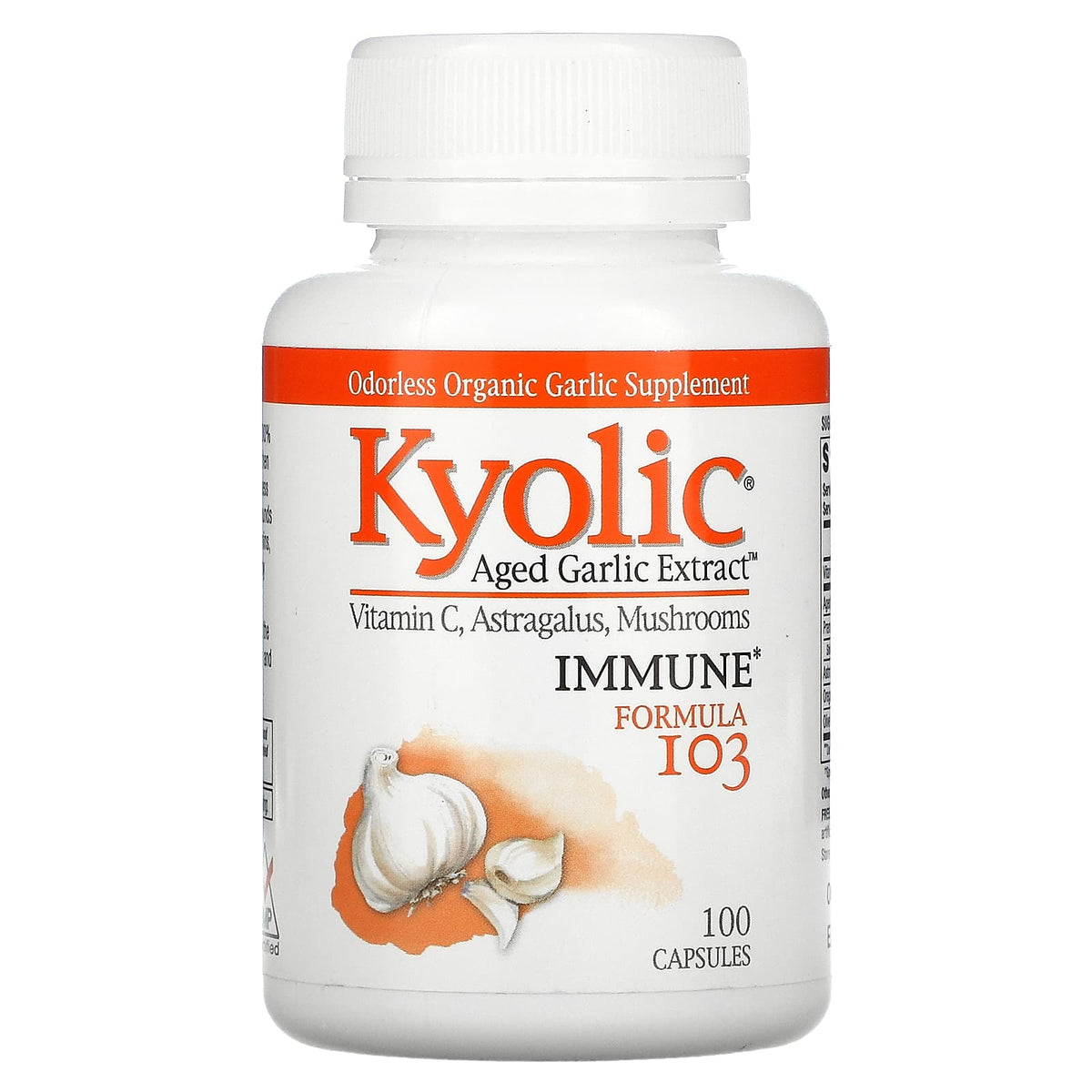 Kyolic, Aged Garlic Extract With Vitamin C & Astragalus Formula 103, 100 Capsules UPC 023542103411 | Hilife Vitamins