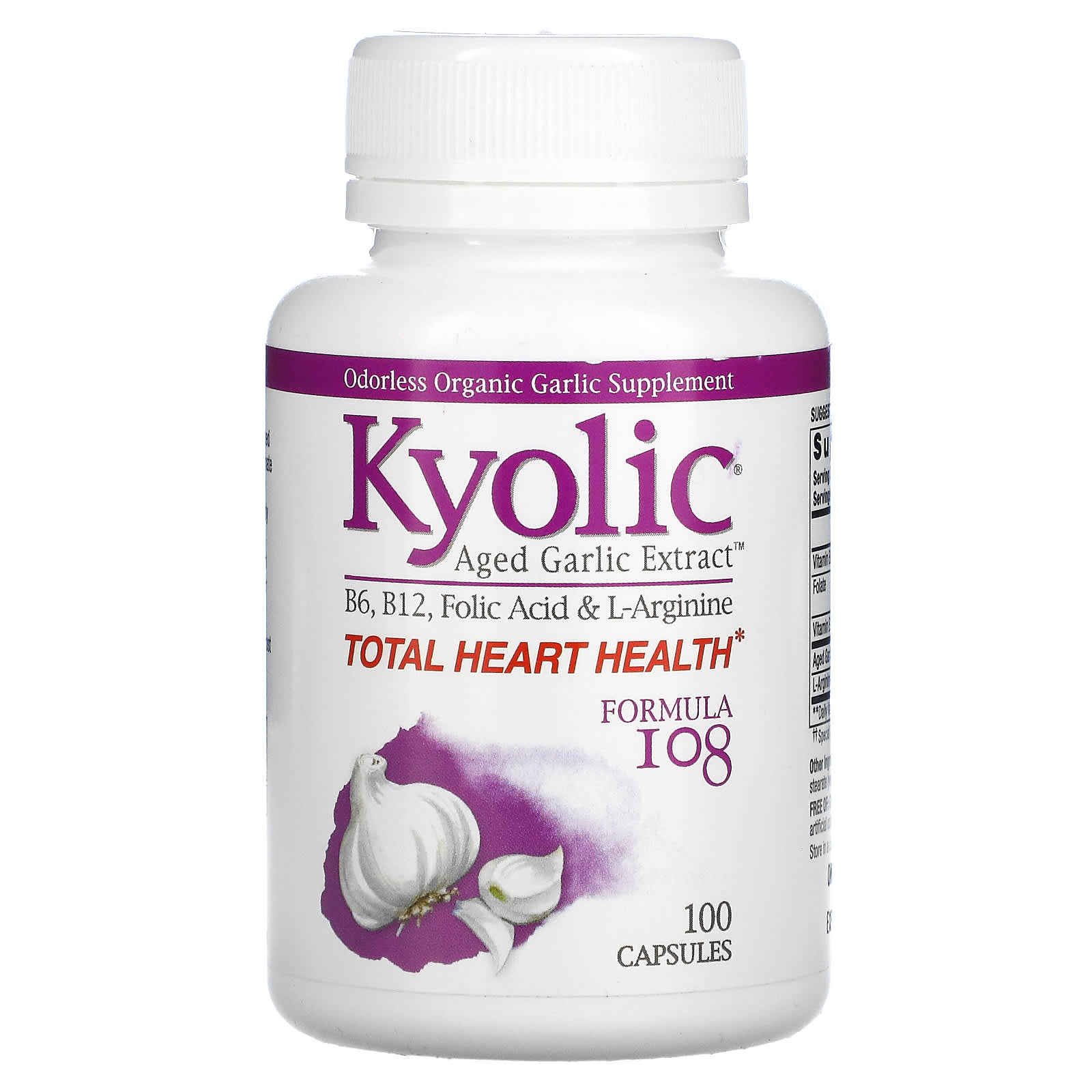 Kyolic, Total Heart Health, Formula 108, 100 Capsules UPC 023542108416 | Hilife Vitamins