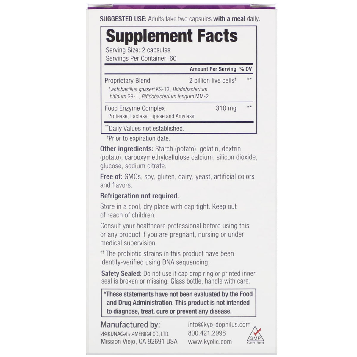 Kyolic, Kyo-Dophilus Plus Enzymes, 120 Capsules UPC 023542602426 | Hilife Vitamins