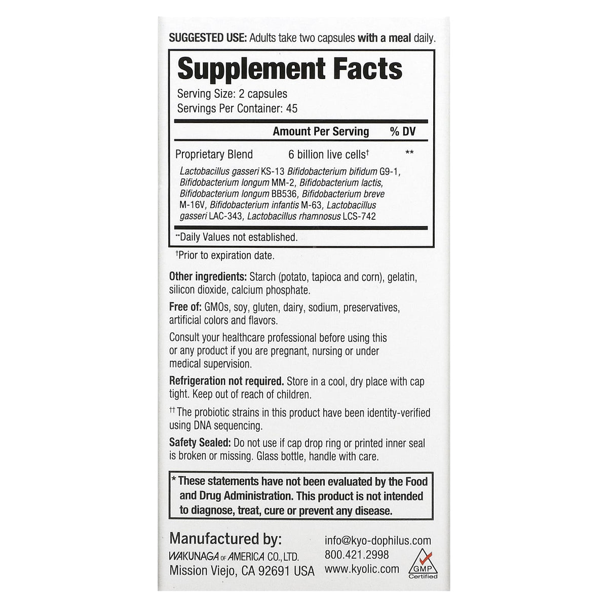 Kyolic, Kyo-Dophilus 9 Heat Stable Probiotic, 90 Capsules UPC 023542610490 | Hilife Vitamins