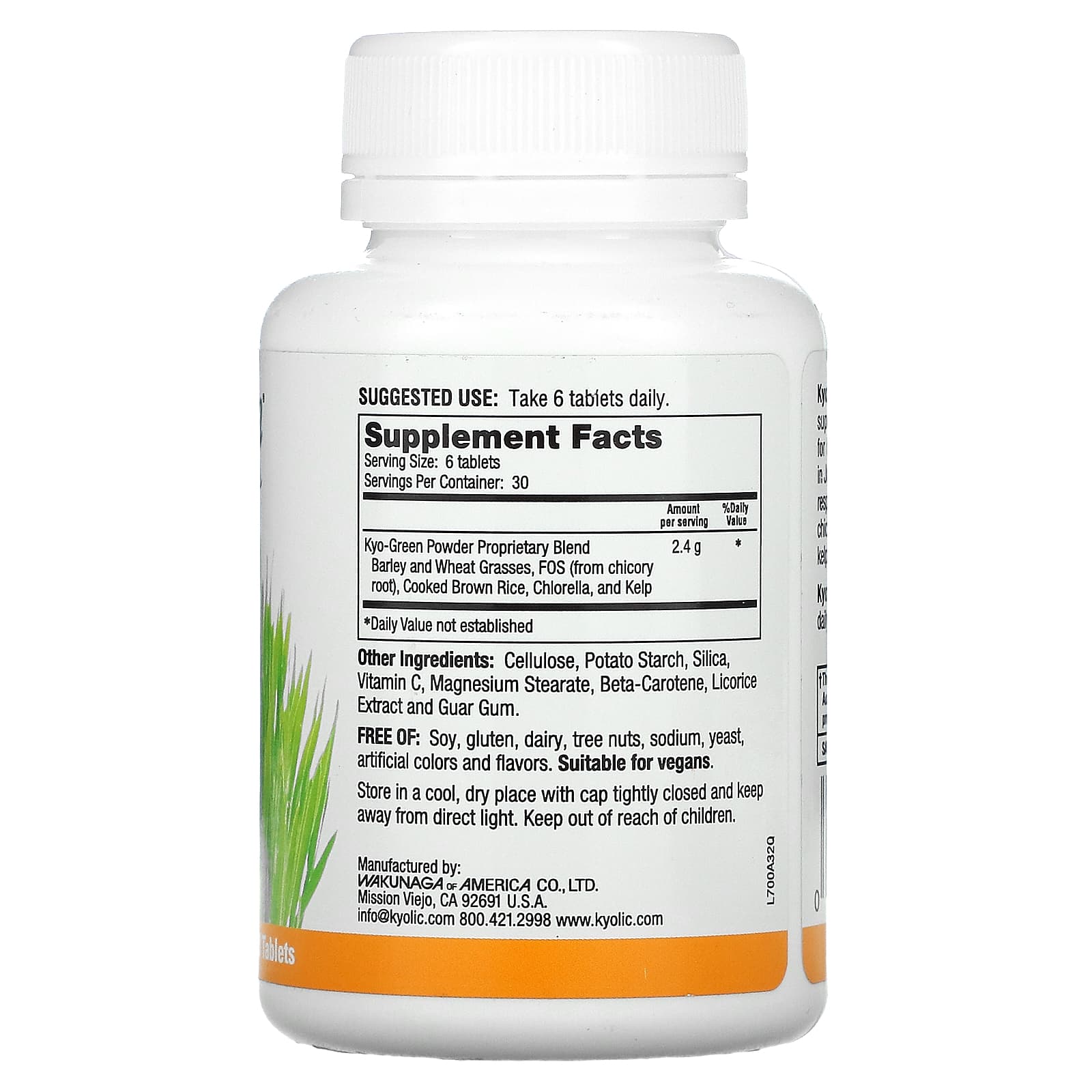 Kyolic, Kyo-Green No Maltodextrin, 180 Tablets UPC 023542700320 | Hilife Vitamins