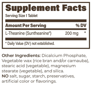 Suntheanine SR 200mg 90 Tablets Supplement Facts