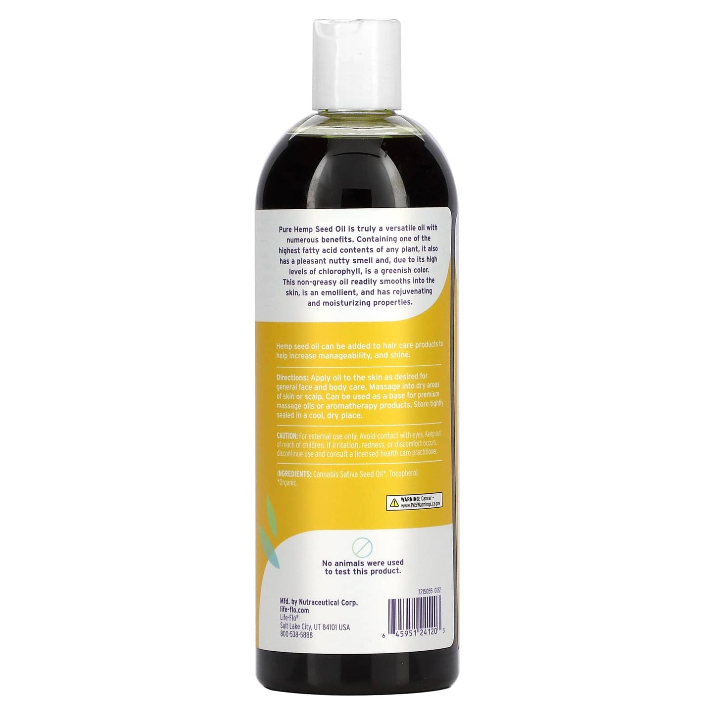 Life-Flo, Pure Hempseed Oil, 16 Oz Oil UPC 645951241203 | HiLife Vitamins