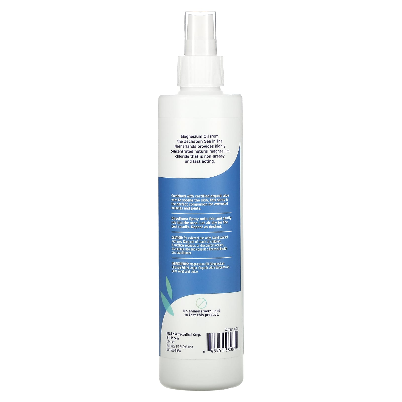 Life-Flo, Magnesium Oil with Aloe Vera Spray, 8 Oz Spray UPC 645951580814 | HiLife Vitamins