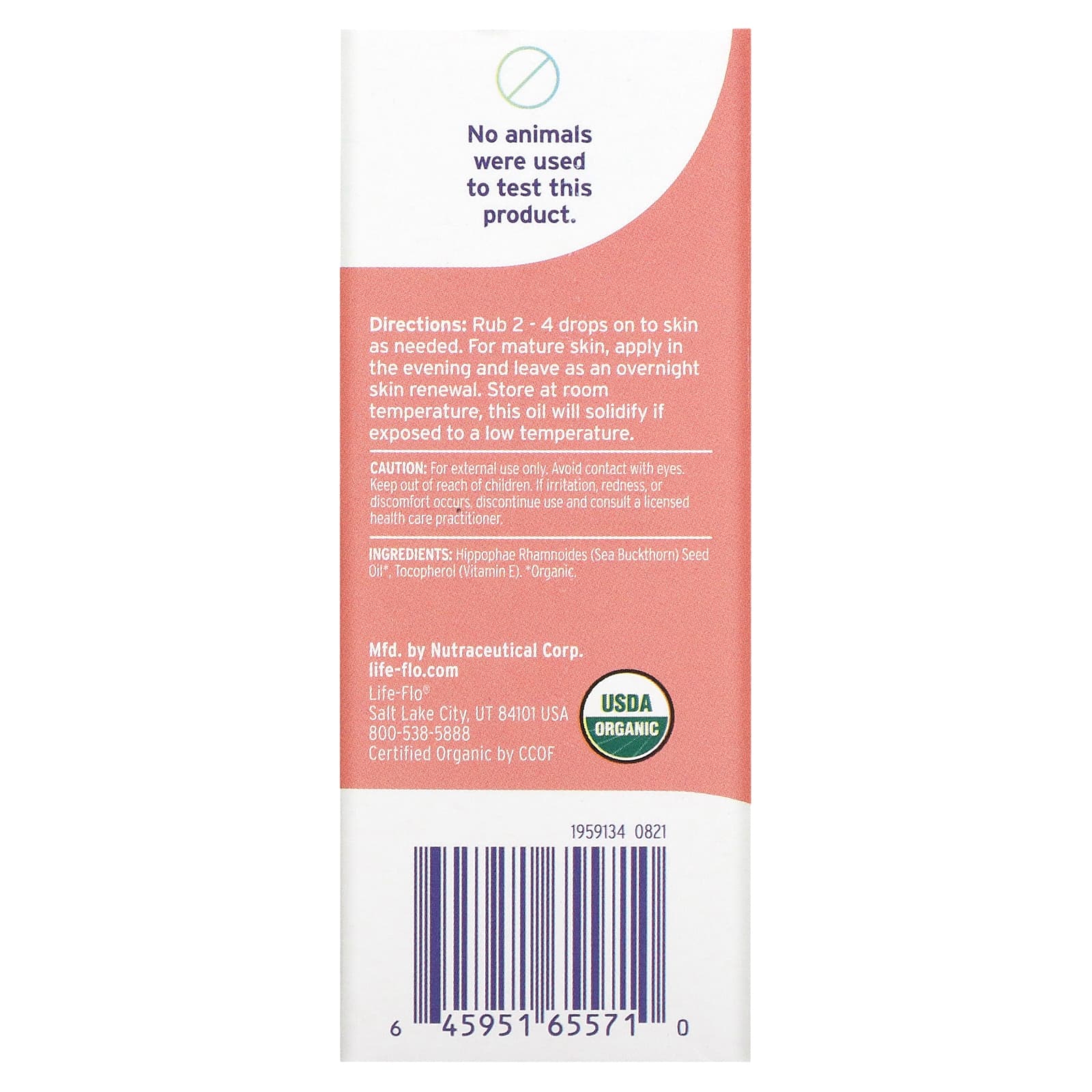 Life-Flo, Organic Pure Sea Buckthorn Oil, 1 Oz UPC 645951655710 | HiLife Vitamins