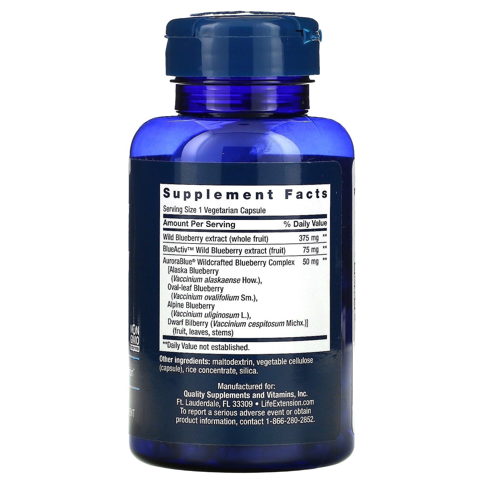Life Extension, Blueberry Extract Capsules, 60 Capsules UPC 737870121466 | HiLife Vitamins