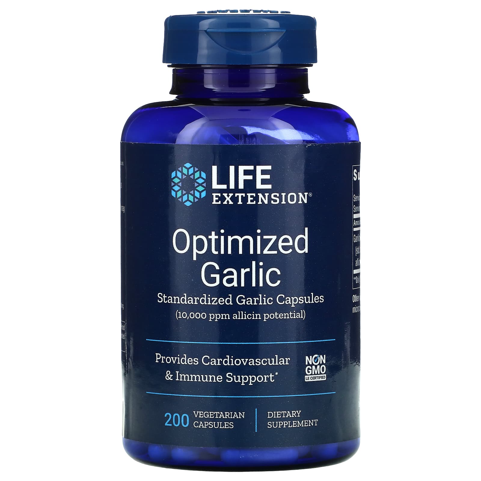 Life Extension, Optimized Garlic, Standardize, 200 Vegetarian Capsules UPC 737870139423 | HiLife Vitamins