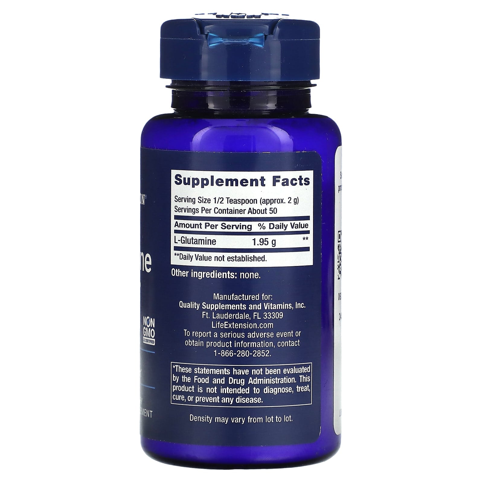 Life Extension, L-Glutamine Powder, 3.53 Oz UPC 737870141105 | HiLife Vitamins