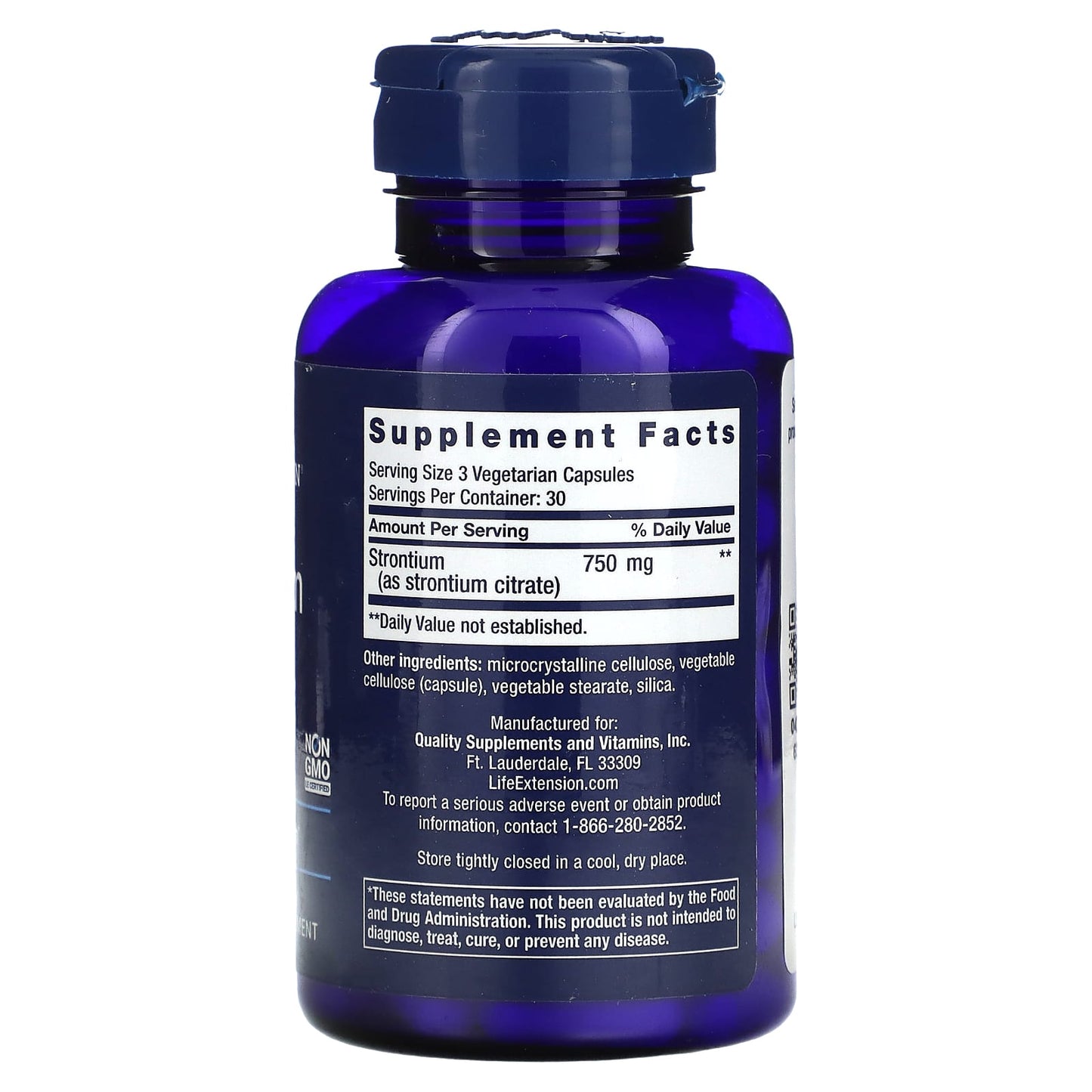 Life Extension, Strontium Caps, 250 mg, 90 Capsules UPC 737870147695 | HiLife Vitamins