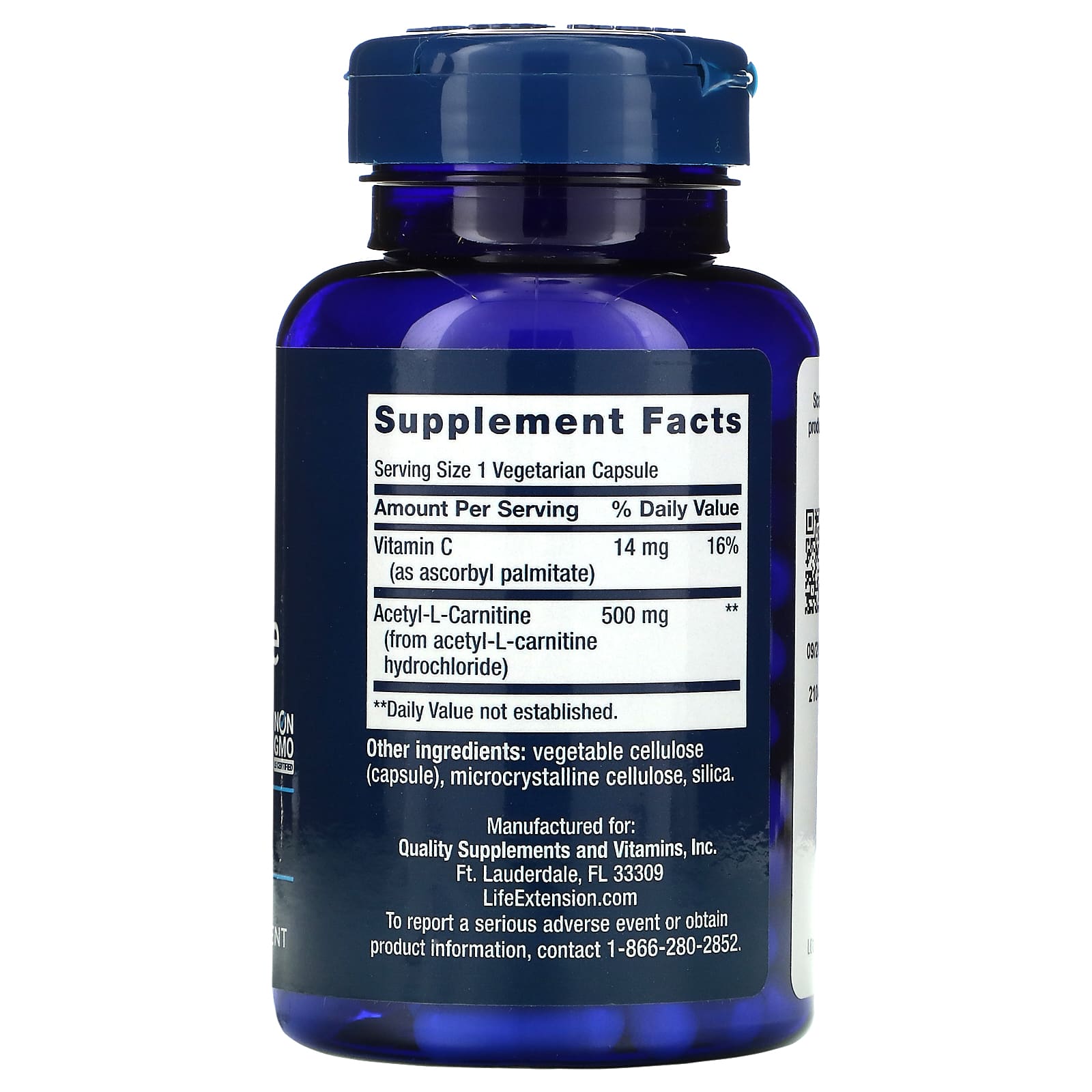 Life Extension, Acetyl-L-Carnitine, 500 mg, 100 Capsules Life Extension, Acetyl-L-Carnitine, 500 mg, 100 Capsules