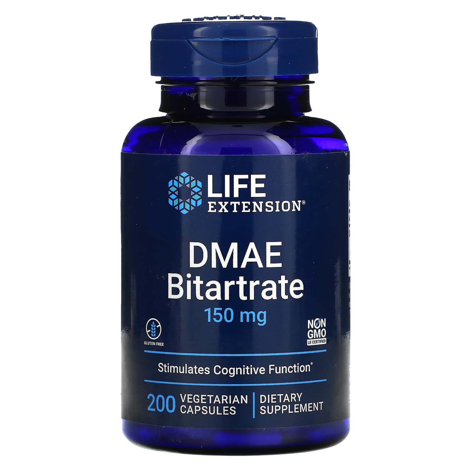 Life Extension, DMAE Bitartrate, 150 mg, 200 Capsules - 737870154020 | Hilife Vitamins