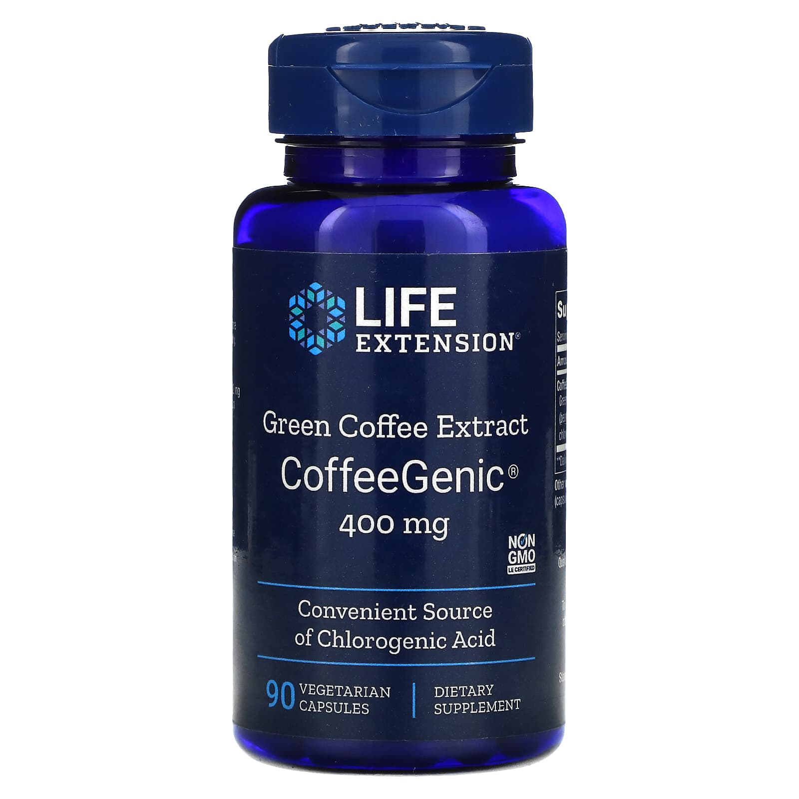 Life Extension, CoffeeGenic, Green Coffee Ext, 90 Vegetarian Capsules UPC 737870162094 | HiLife Vitamins