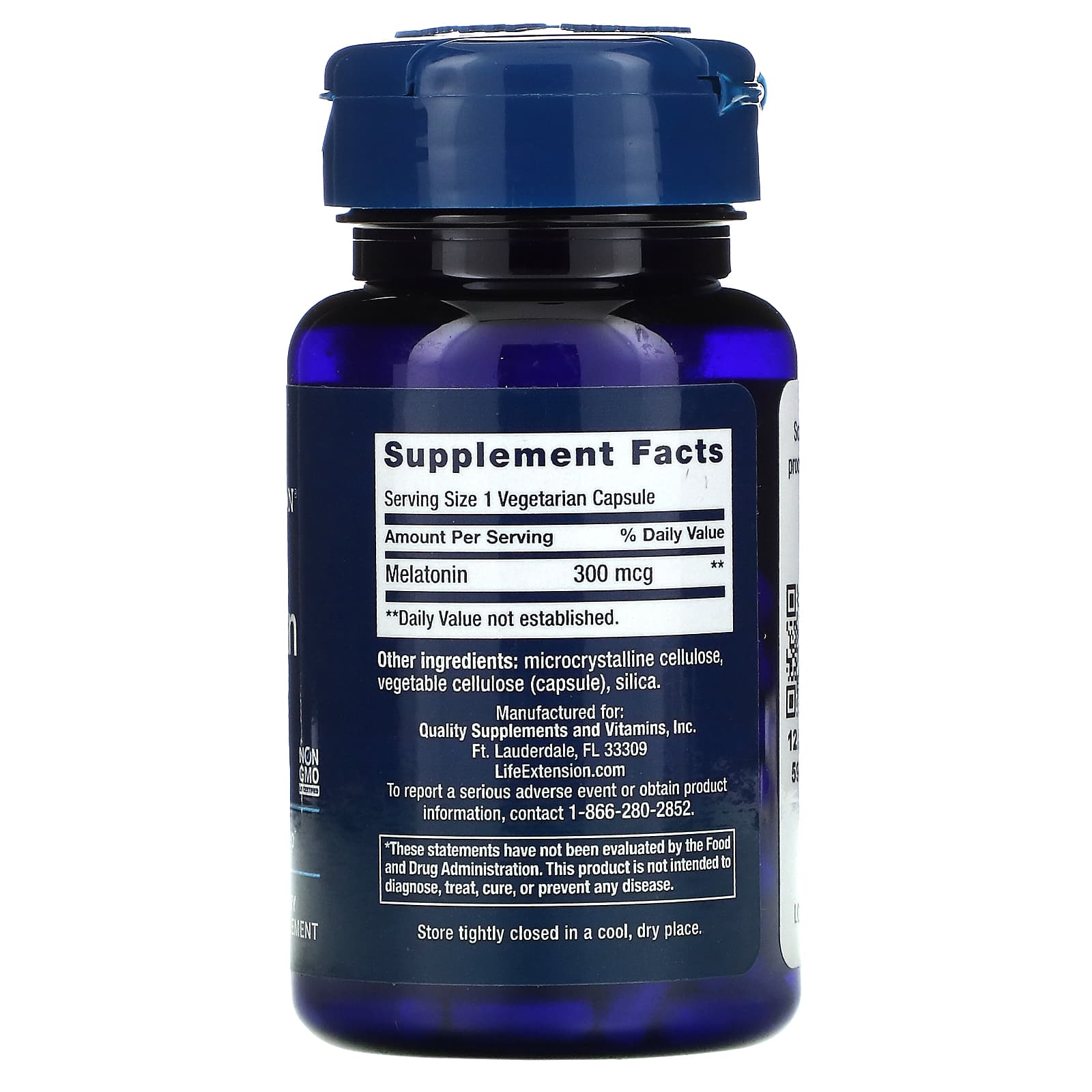 Life Extension, Melatonin, 300 mcg, 100 Capsules UPC 737870166818 | HiLife Vitamins