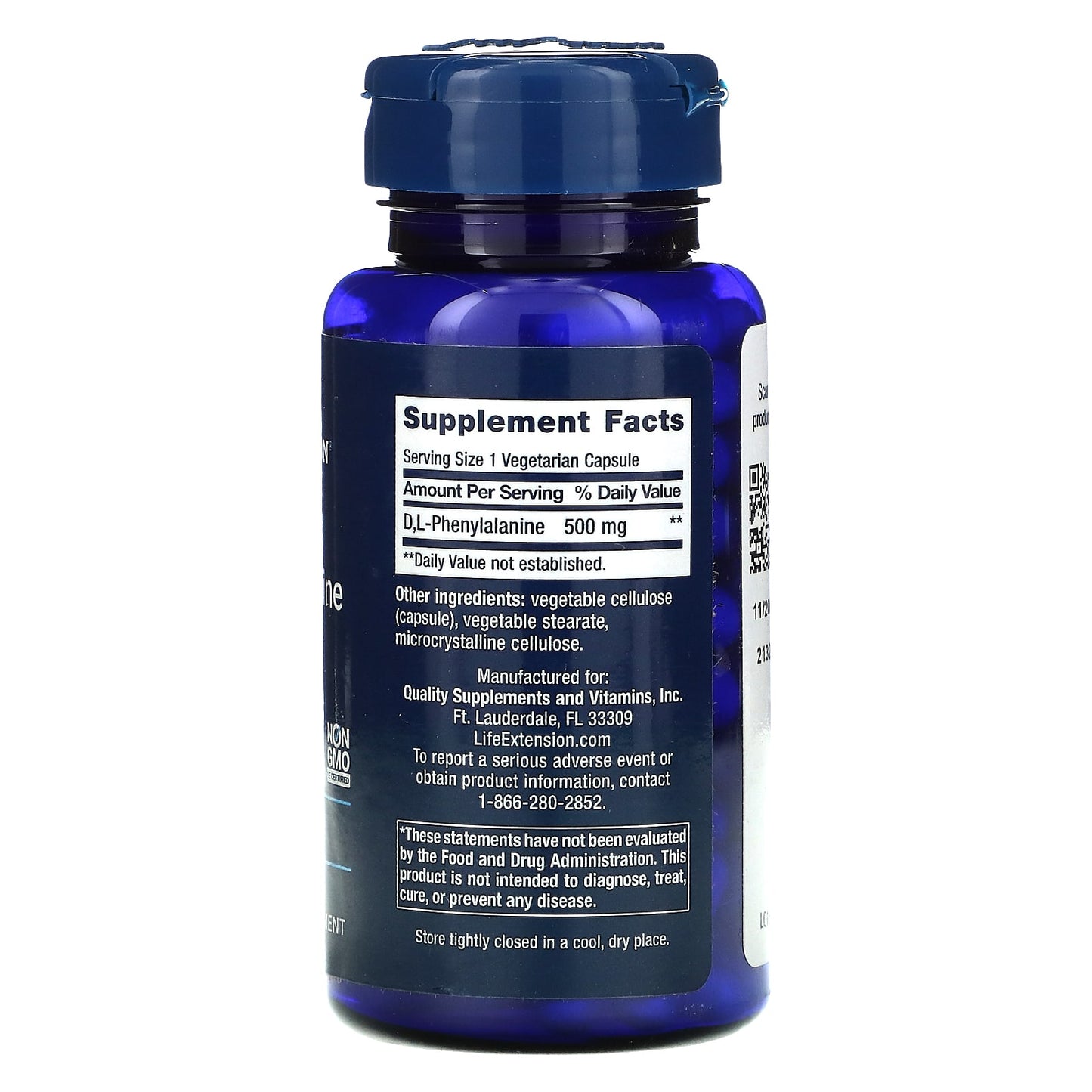 Life Extension, D, L-Phenylalanine, 500 mg, 100 Capsules UPC 737870167112 | HiLife Vitamins