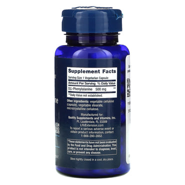 Life Extension, D, L-Phenylalanine, 500 mg, 100 Capsules UPC 737870167112 | HiLife Vitamins