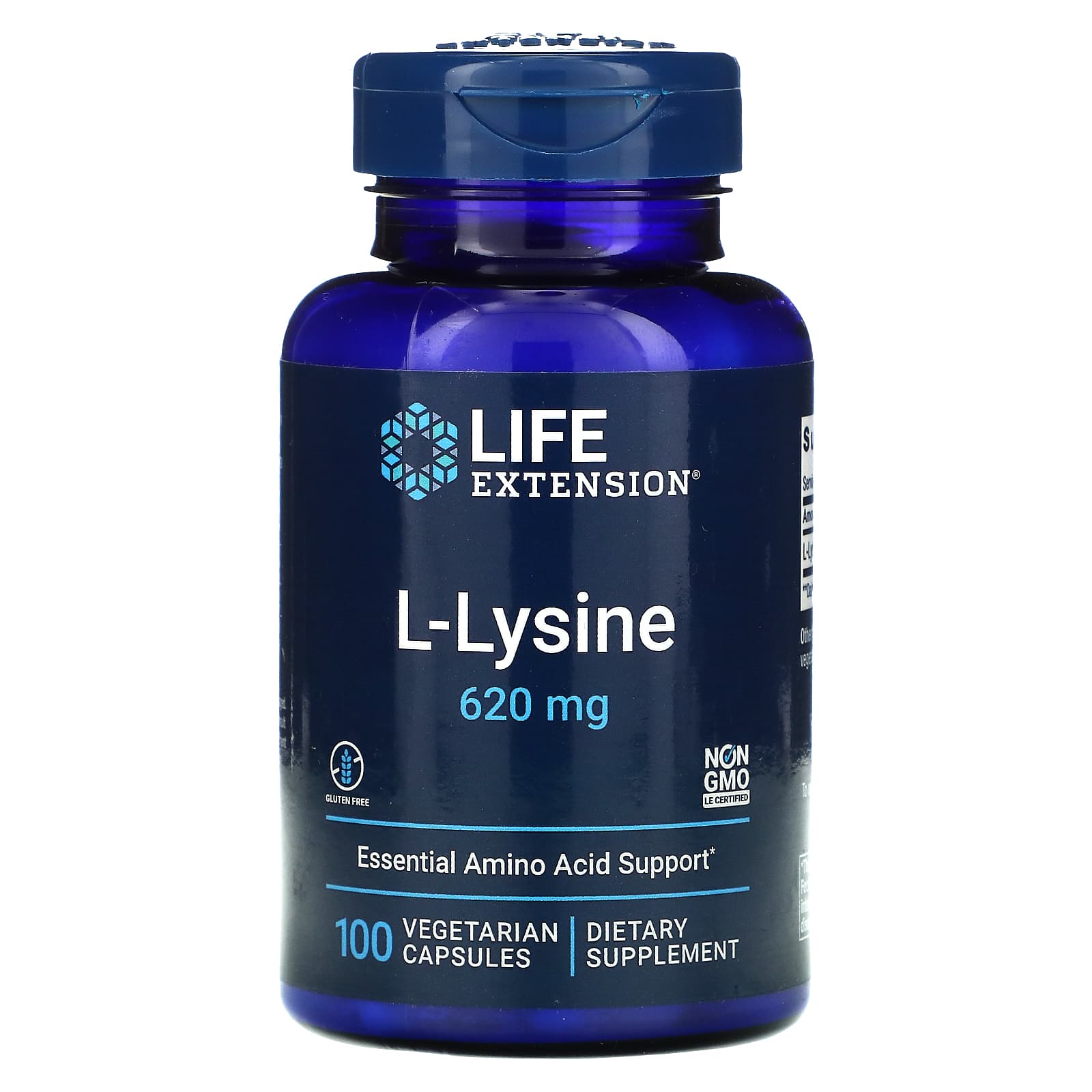 Life Extension, L-Lysine, 620 mg, 100 Capsules UPC 737870167815 | HiLife Vitamins