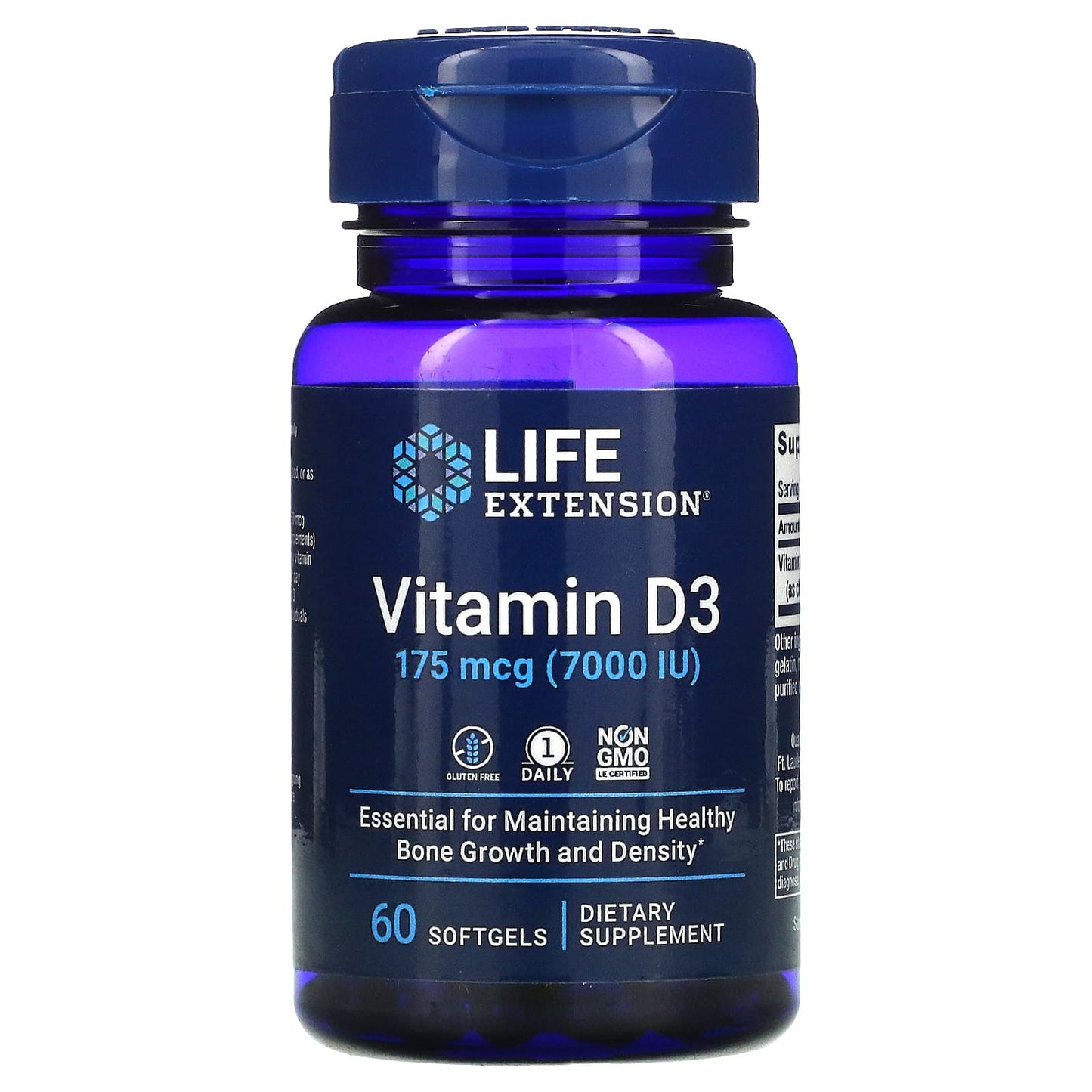 Life Extension, Vitamin D3, 175 mcg (7,000 IU, 60 Softgels - 737870171867 | Hilife Vitamins