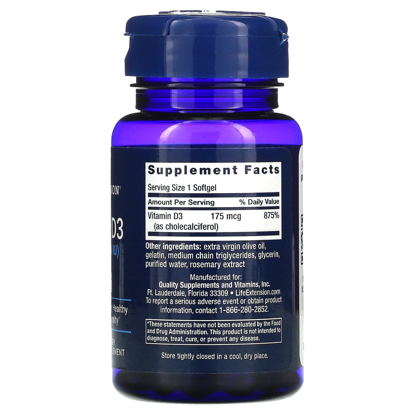 Life Extension, Vitamin D3, 175 mcg (7,000 IU, 60 Softgels