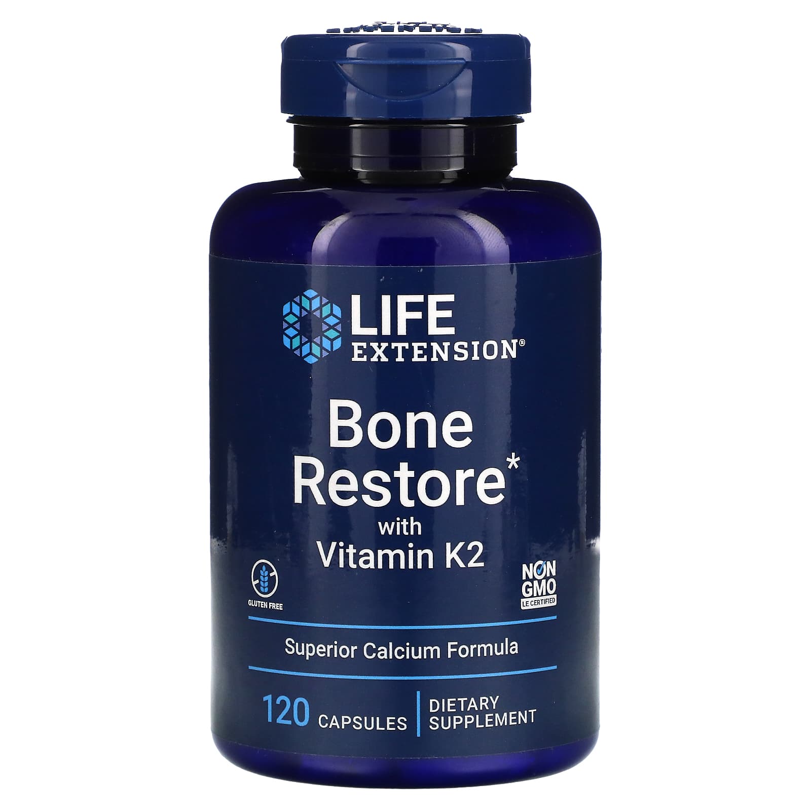 Life Extension, Bone Restore with Vitamin K2, 120 Capsules UPC 737870172710 | HiLife Vitamins