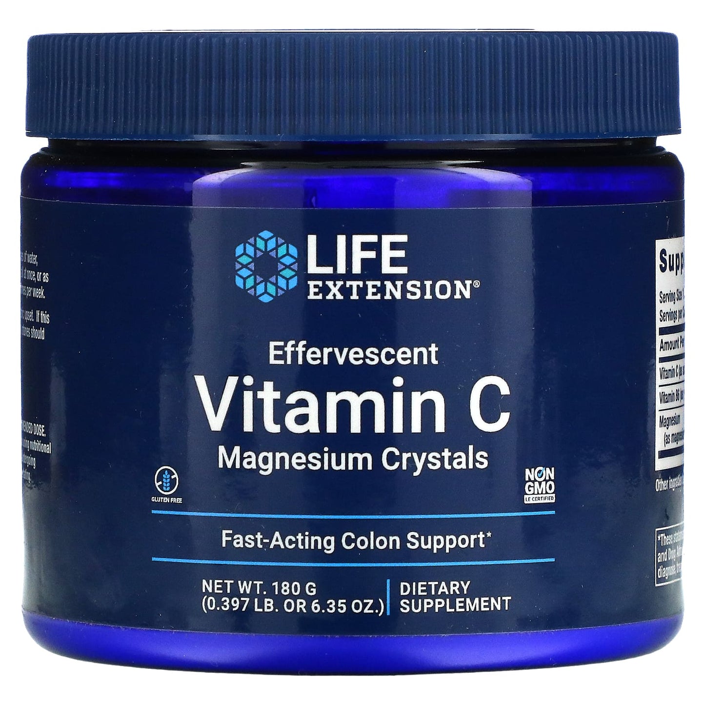 Life Extension, Effervescent Vitamin C, Magne, 180 Crystals - 737870173618 | Hilife Vitamins