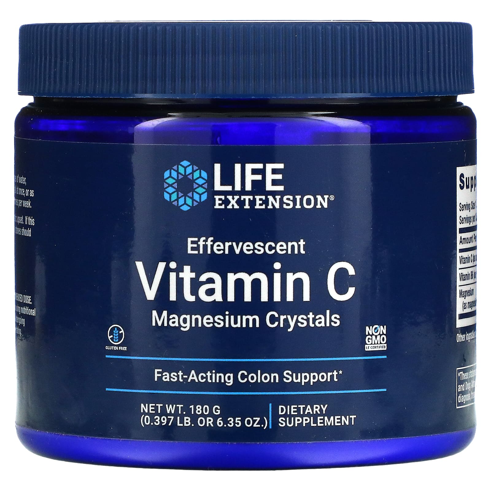 Life Extension, Effervescent Vitamin C, Magnesium Crystals 180 Grams UPC 737870173618 | HiLife Vitamins