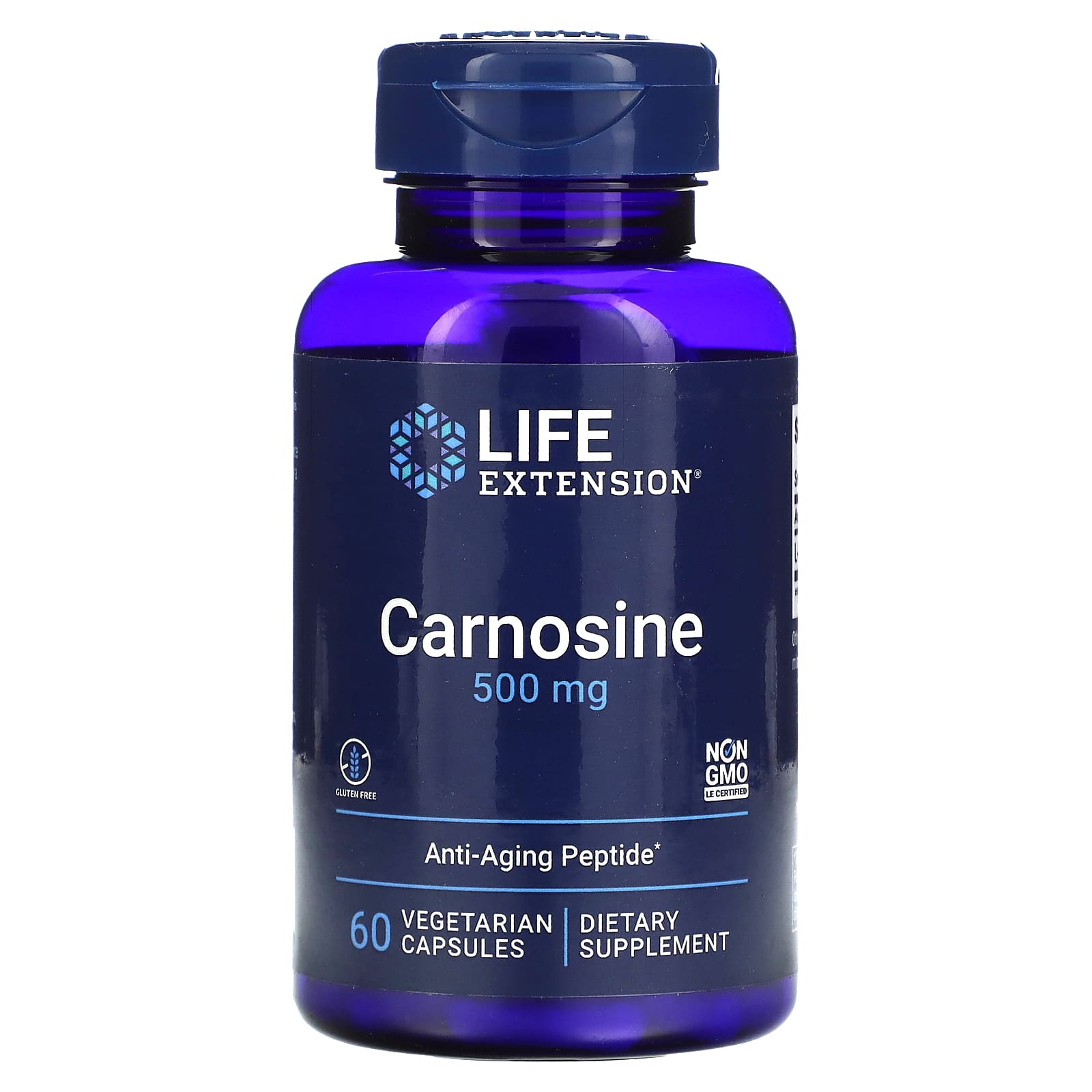 Life Extension, Carnosine, 500 mg, 60 Vegetarian Capsules UPC 737870182962 | HiLife Vitamins