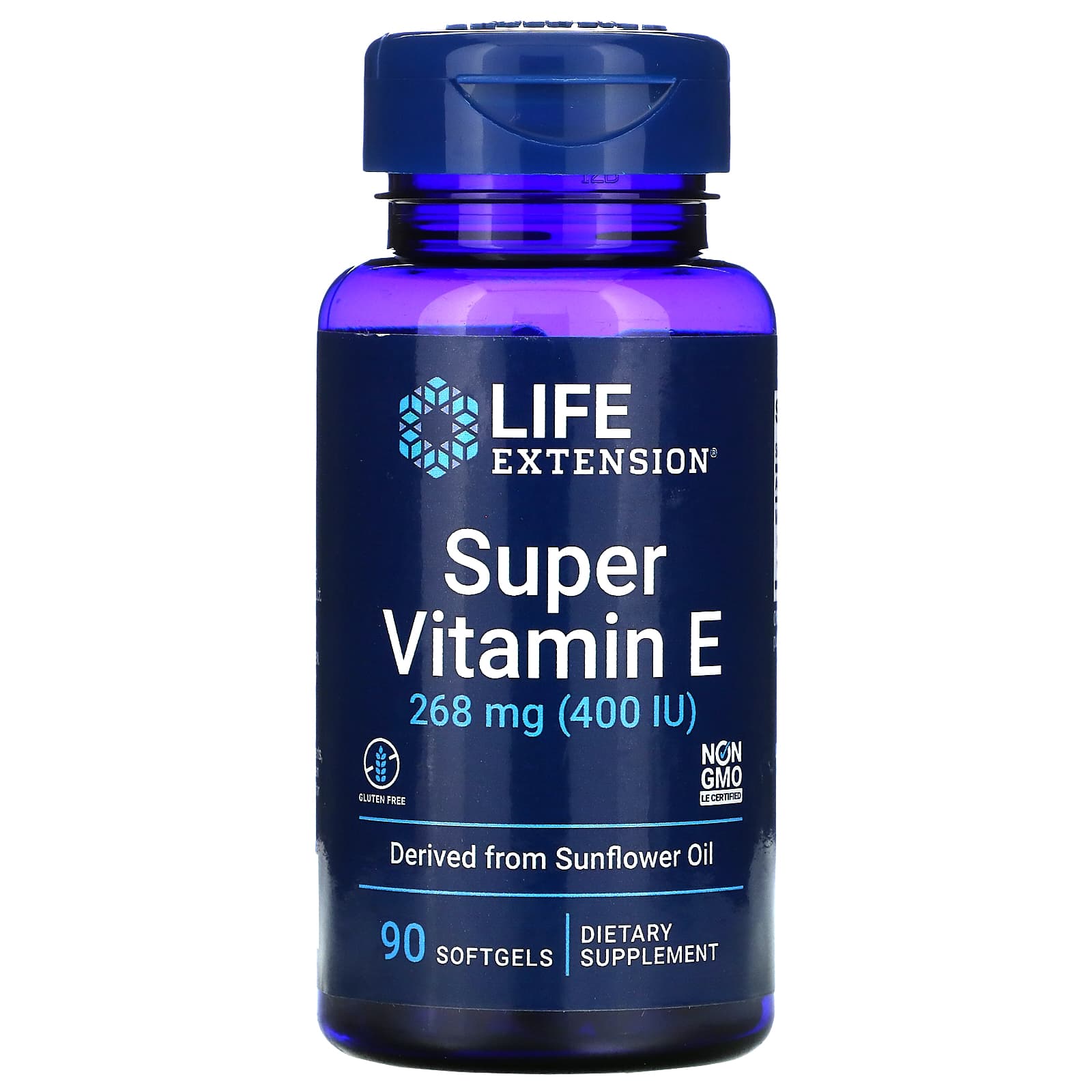Life Extension, Super Vitamin E, 268 mg (400, 90 Softgels UPC 737870186397 | HiLife Vitamins