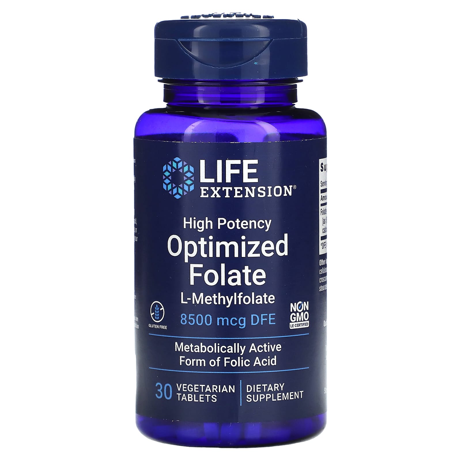 Life Extension, High Potency Optimized Folate, 30 Tablets UPC 737870191339 | HiLife Vitamins
