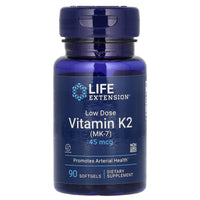 Life Extension, Low Dose Vitamin K2 (MK-7), 45 mcg, 90 Softgels UPC 737870193692 | HiLife Vitamins