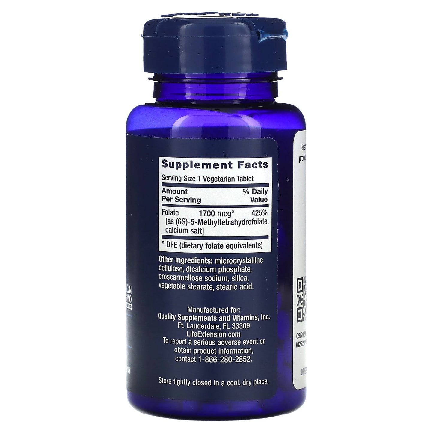 Life Extension, Optimized Folate, 1,700 mcg D, 100 Capsules | HiLife ...