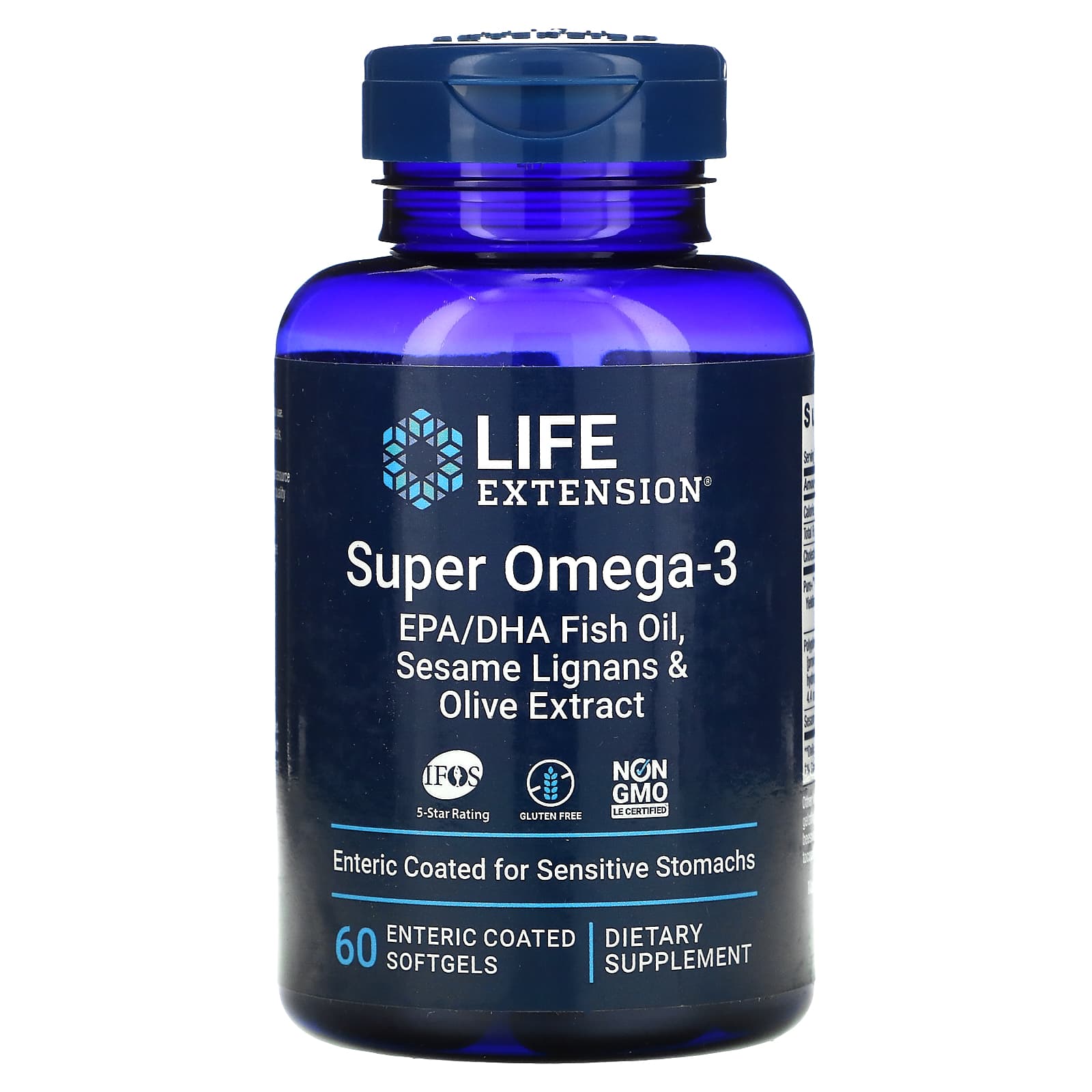 Life Extension, Super Omega-3 EPA/DHA Fish Oi, 60 Enteric Coated Softgels UPC 737870198567 | HiLife Vitamins